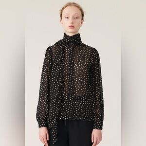 Ganni Polka Dot Scarf Blouse